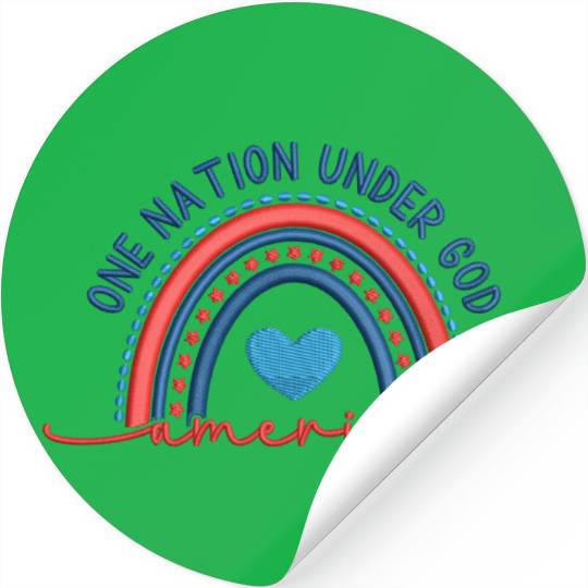 One Nation Under God Rainbow Embroidery Effect Stickers