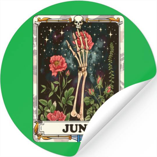 June Gothic Tarot Card - Rose Flower & Skeleton's Stickers