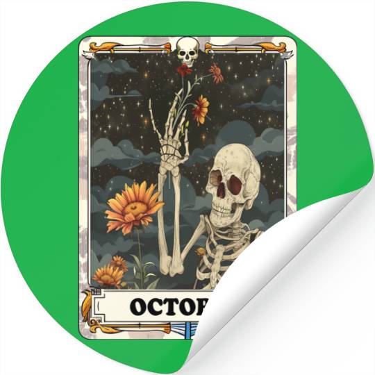 October Gothic Tarot Card - Marigold Flower & Skel Stickers