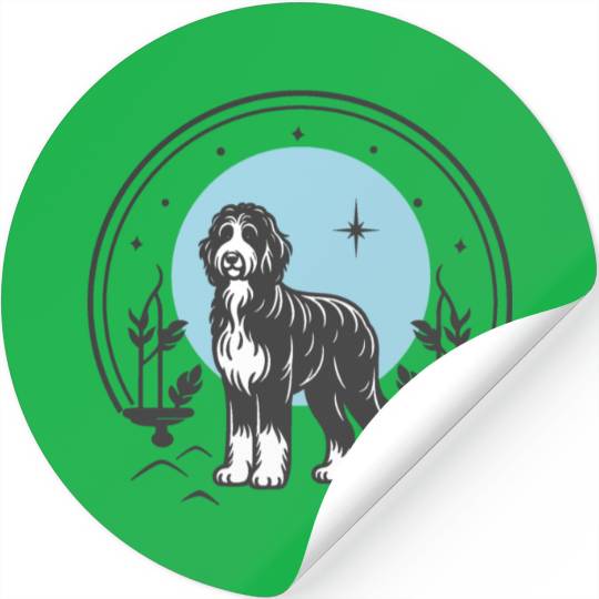 Bernedoodle Tarot Card Dog | Celestial and Starsee Stickers