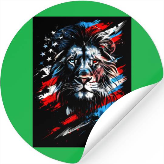Lion American Flag Stickers