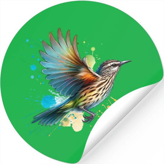 Little Wattlebird in Flight Stickers