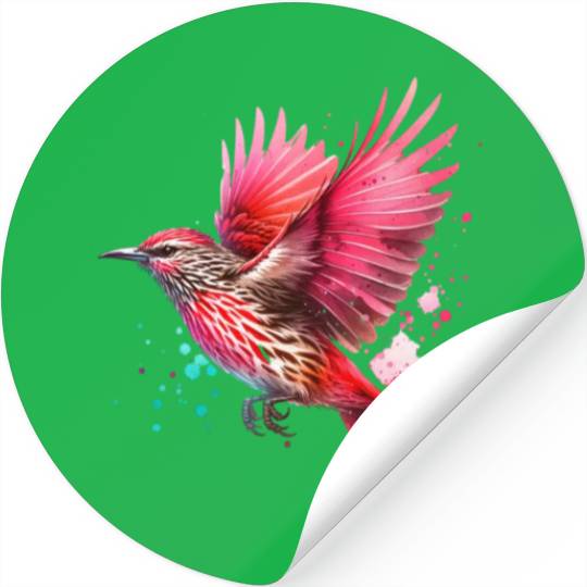 Red Wattle Bird in Flight Stickers