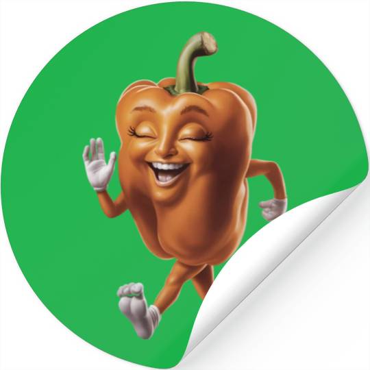 Orange Bell Pepper Running Realistic Stickers