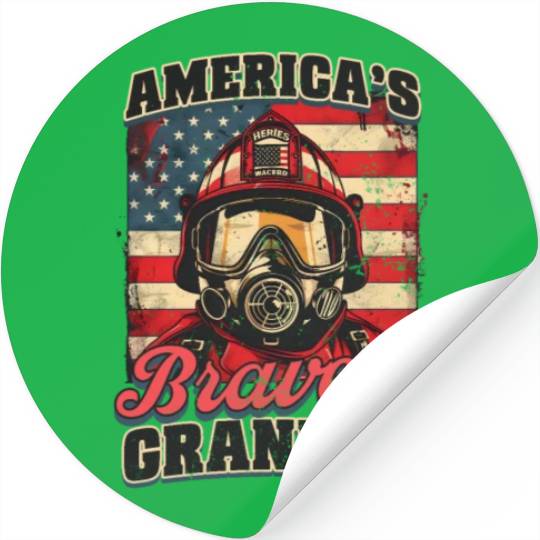 Firefighter Grandpa Americas Bravest Grandpa Stickers