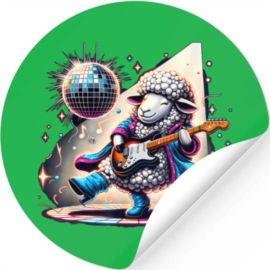Disco Ball Guitar Sheep Stickers