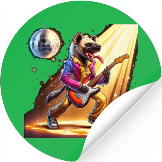 Disco Ball Guitar Hyena Stickers