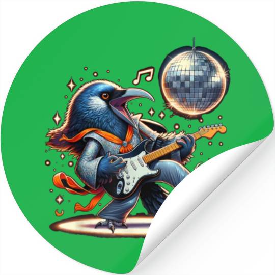 Disco Ball Guitar Raven Stickers