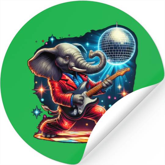 Disco Ball Guitar Elephant Stickers