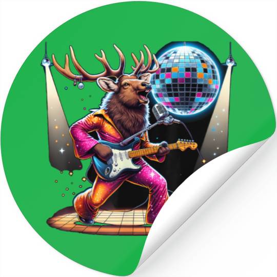 Disco Ball Guitar Elk Stickers