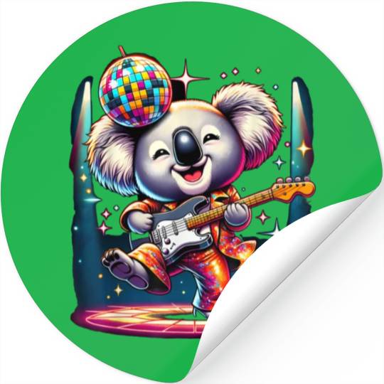 Disco Ball Guitar Koala Stickers