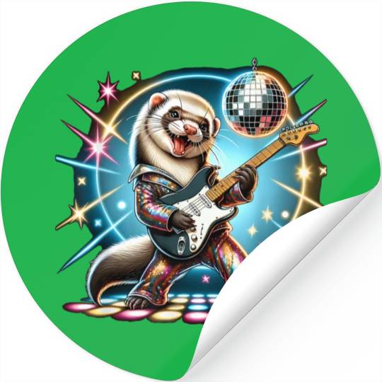 Disco Ball Guitar Ferret Stickers