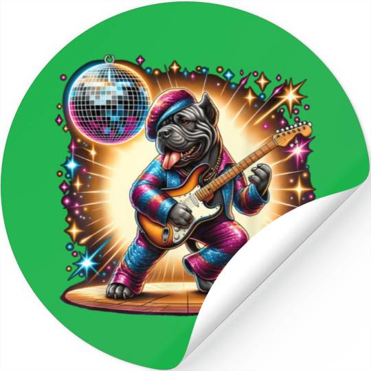 Disco Cane Corso dog Stickers