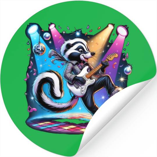 Disco Ball Guitar Skunk Stickers