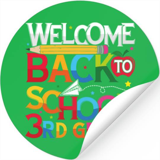 Welcome Back to School 3rd Grade Stickers teacher