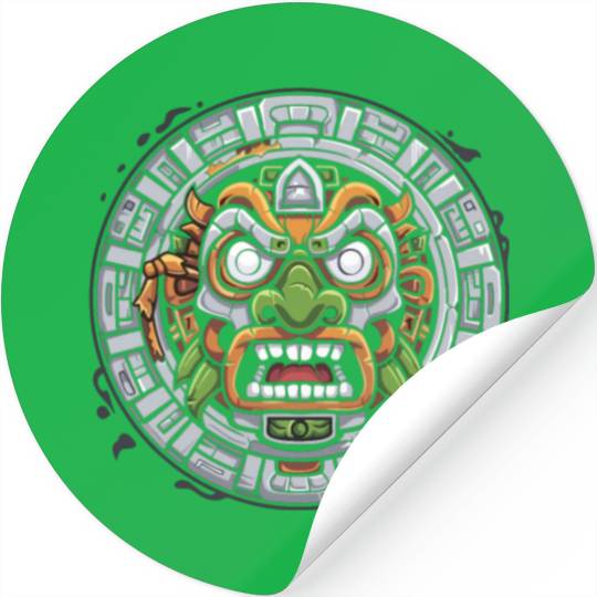 Aztec God Ancient Mythology Tonatiuh Mask Stickers
