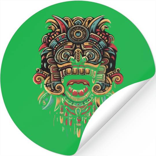 Aztec God Ancient Mythology Tonatiuh Warrior Mask Stickers