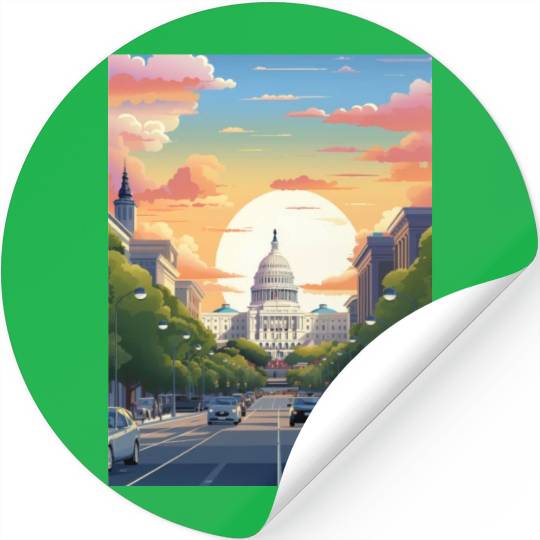 Sunset in US Capitol Washington DC Stickers