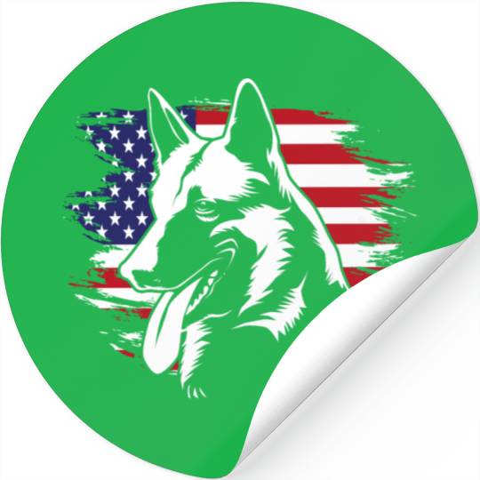US Flag Dog Face 4th Of July Belgian Malinois Stickers