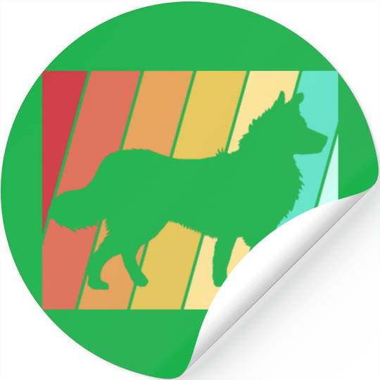 Retro 80s Border Collie Dog Silhouette Stickers