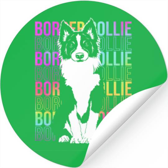 Colorful Text Art Design Dog Lover Border Collie Stickers