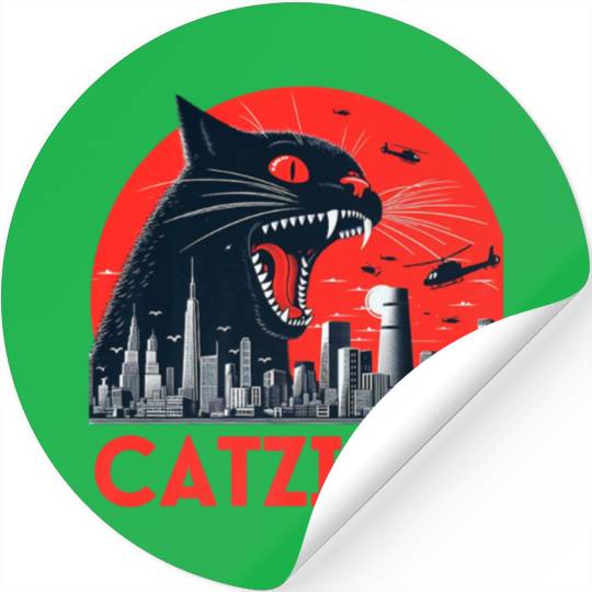 Catzilla Cat Japanese Premium Stickers
