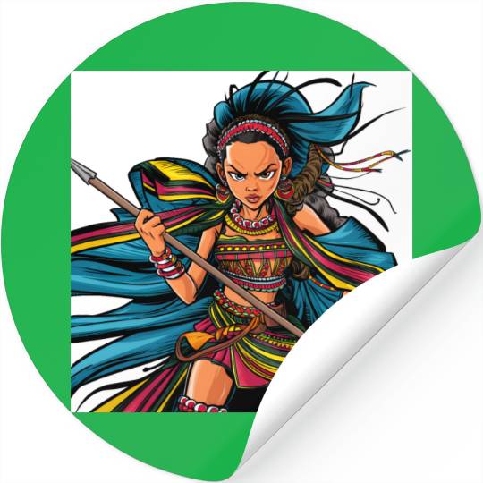 Maasai anime warrior girl Stickers