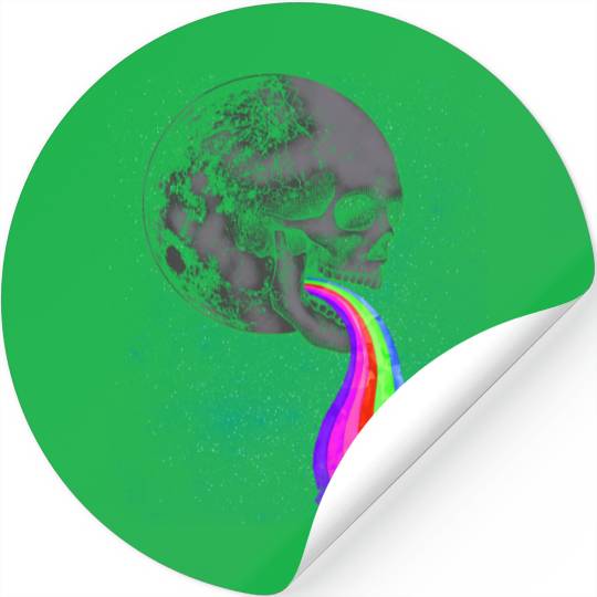 Skull Design with Rainbow. Concert Festival Stickers