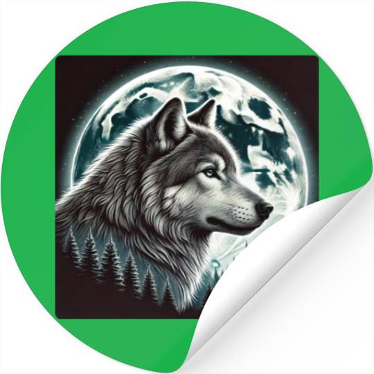 Nature Moon Alpha Cute Wolf Moon nature Stickers