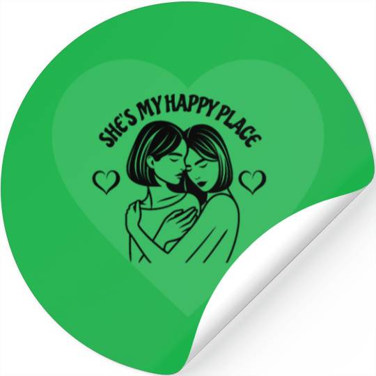 Happy Place Lesbian Couple Stickers
