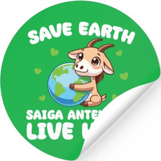 Save The Earth Saiga antelopes Live Here Earth Day Stickers