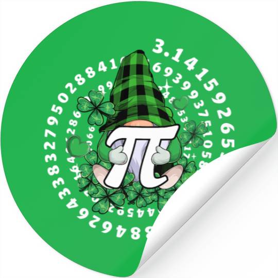 Gnome Hold Shamrock Pi Day Math 314Gnomes Stickers