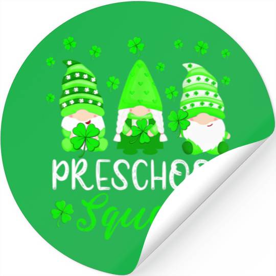 Cute Gnomes Preschool Squad Teacher St Patricks Stickers
