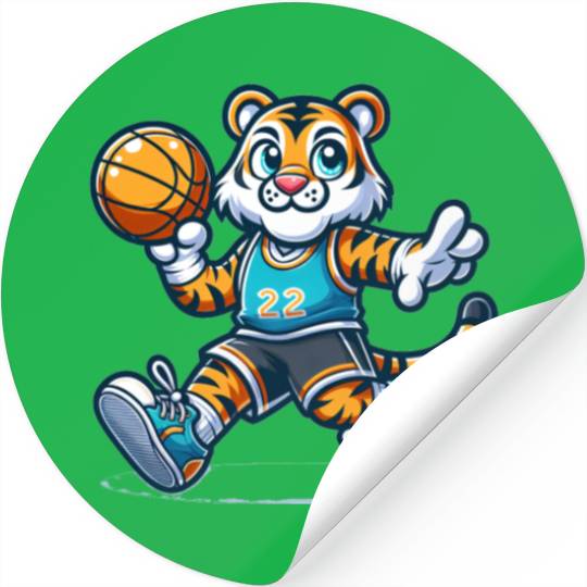 Cute Basketball Player Tiger Stickers