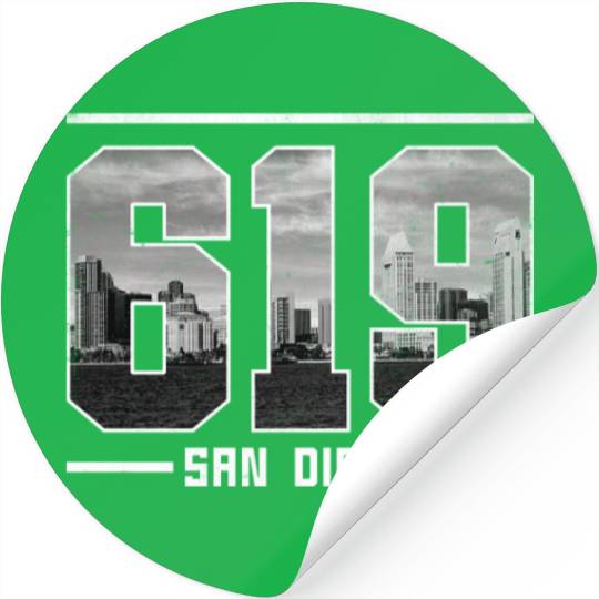 Vintage San Diego 619 Area Code California Skyline Stickers