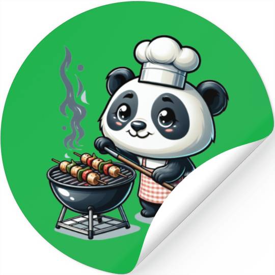 Cute BBQ Panda Stickers