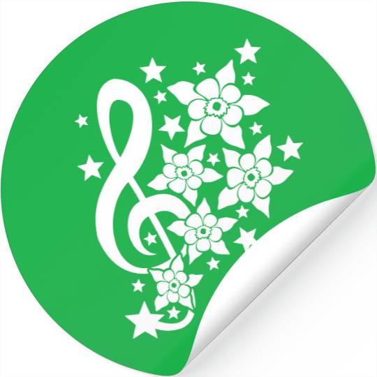 Music Clef Note French Stars Treble Flowers Sound Stickers