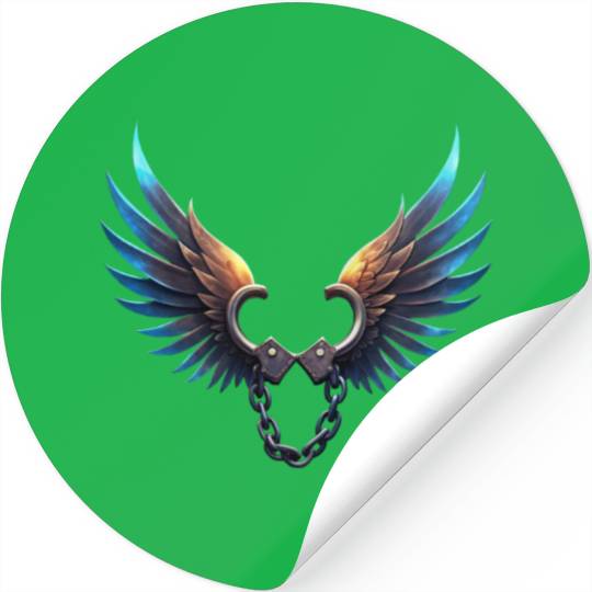 Handcuffs Flapping Their Wings To Freedom Stickers