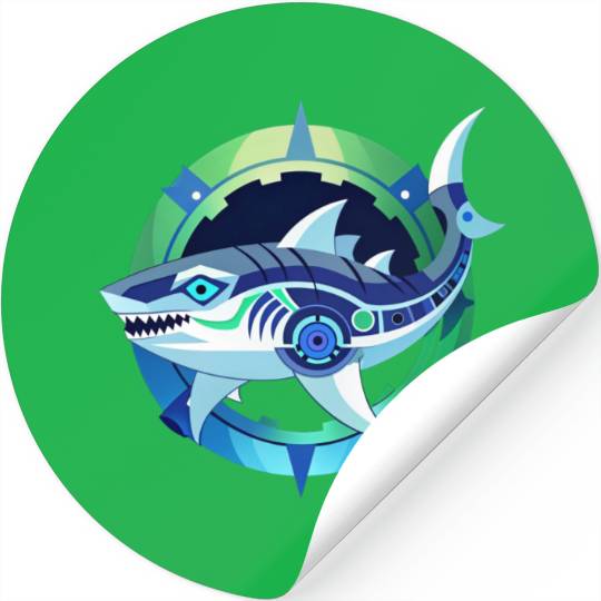 Shark, combines organic and mechanical aesthetics. Stickers