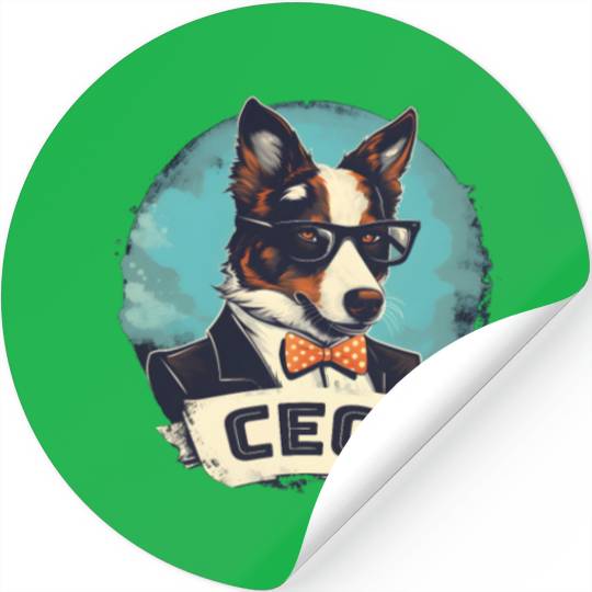 Border Collie Dog With Suit and Tie CEO Stickers