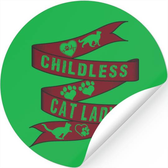 Vintage And Retro Funny Childless Cat Lady Stickers
