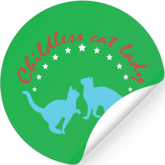 Vintage And Retro Funny Childless Cat Lady Stickers