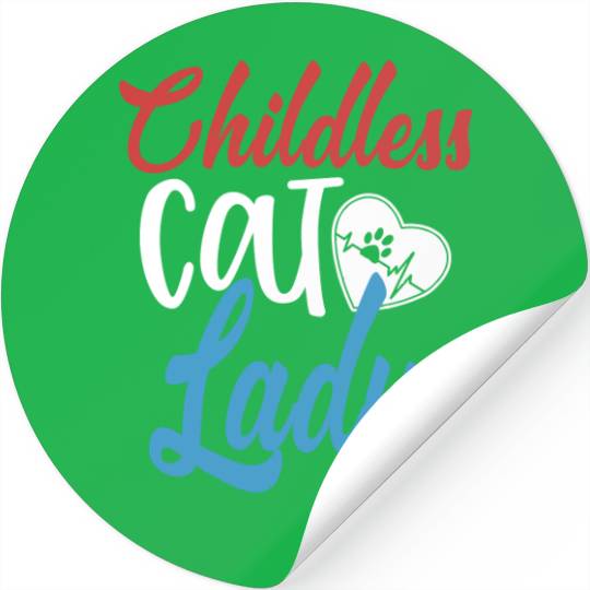 Vintage And Retro Funny Childless Cat Lady Stickers