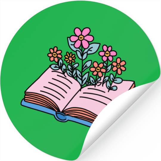 flowers growing from book Stickers