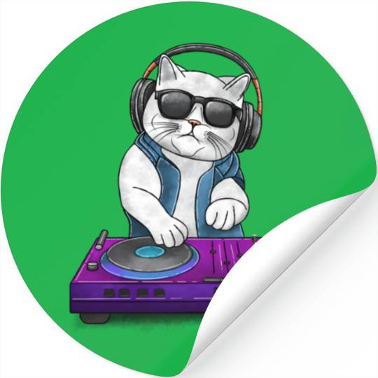 White Cat DJ Stickers