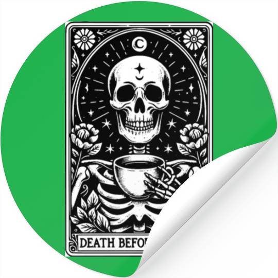 Death Before Decaf Tarot Card Stickers