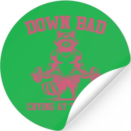 Down Bad Crying At The Gym Raccoon Funny Stickers