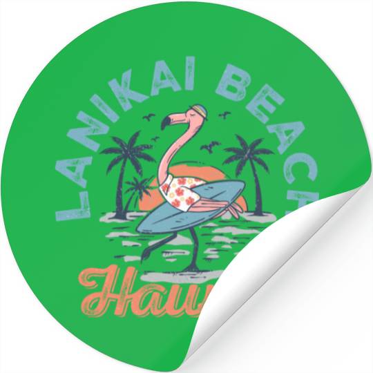 Vintage Beach Flamingo Stickers