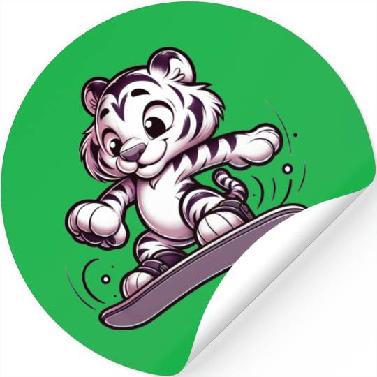 Cute Snowboarder Tiger Stickers