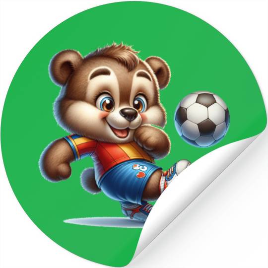 Cute Soccer Player Bear Stickers